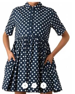 NWT Prosperina women's piper mini dress in navy Sz M